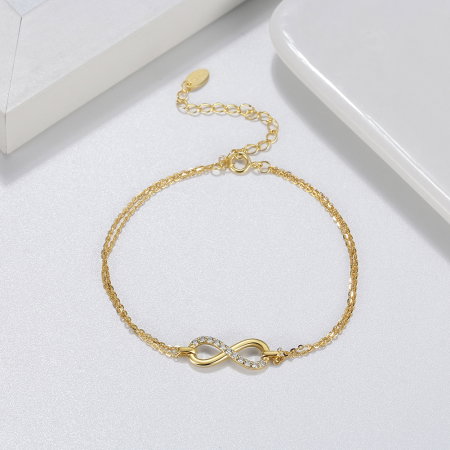 Bratara argint 925 placata cu aur 14K cu zirconiu Dragoste Nemarginita [1]