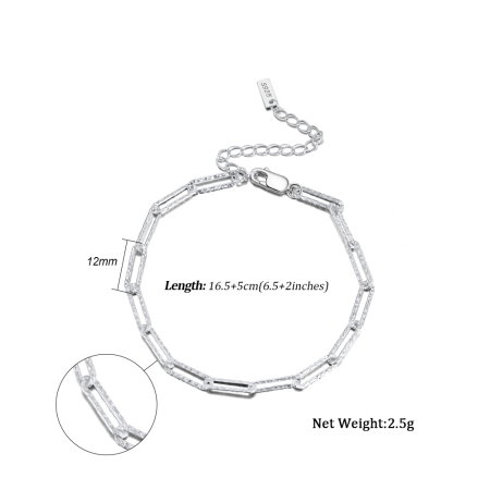 Bratara argint 925 placata cu rodiu, tip agrafa, UNISEX [4]