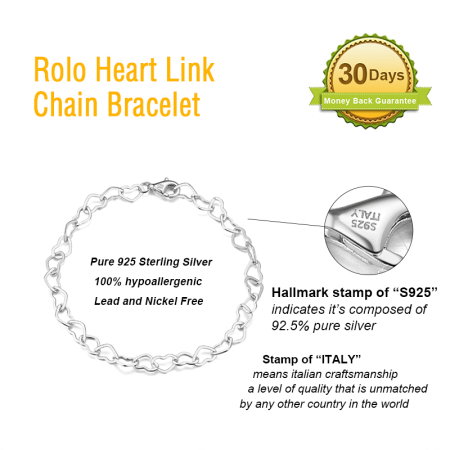 Bratara argint 925 placata cu rodiu, cu inimioare 18 cm, 5 mm [6]