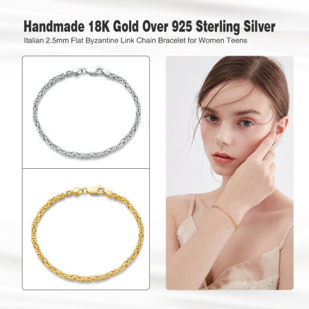 Bratara Bali din argint 925 placata cu aur 18K, 21,5 cm, 2,5 mm, UNISEX [5]