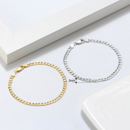 Bratara argint 925 placata cu rodiu, 18 cm, 3 mm [5]