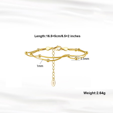 Bratara argint 925 placata cu rodiu cu bilute si doua lanturi [4]