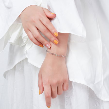 Bratara argint 925 placata cu rodiu, cu inimioare 18 cm, 5 mm [1]