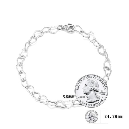 Bratara argint 925 placata cu rodiu, cu inimioare 18 cm, 5 mm [3]