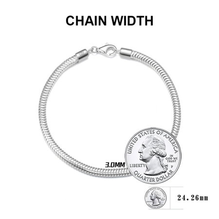 Bratara sarpe argint 925 placata cu rodiu, 19 cm, 3 mm, UNISEX [4]