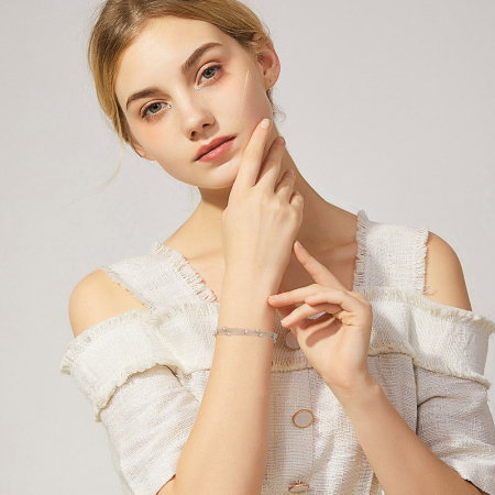 Bratara argint 925 placata cu rodiu cu bilute si 3 lanturi [1]