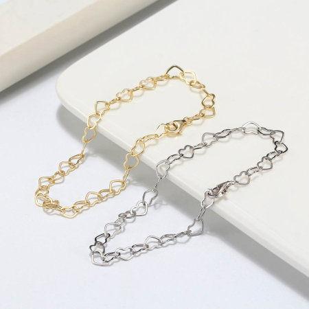 Bratara argint 925 placata cu rodiu, cu inimioare 18 cm, 5 mm [4]