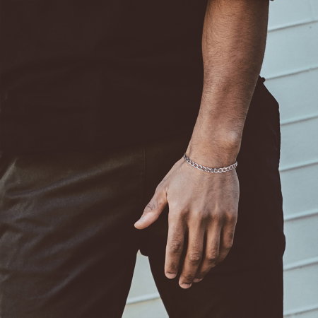 Bratara argint 925 placata cu aur 18K, cubaneza, 20 cm, 5 mm [2]