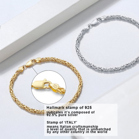 Bratara Bali din argint 925 placata cu aur 18K, 21,5 cm, 2,5 mm, UNISEX [4]