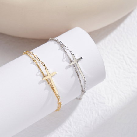 Bratara argint 925 cu cruce placata cu aur 14K [4]