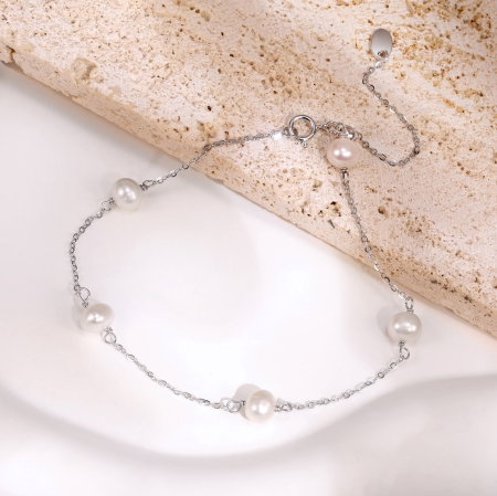 Bratara argint 925 placata cu rodiu cu perle naturale [1]