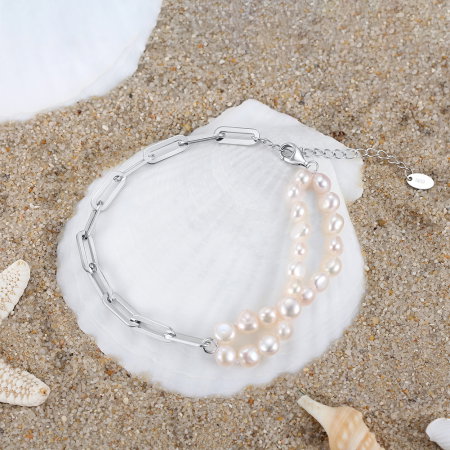 Bratara argint 925 placata cu rodiu cu perle naturale [2]