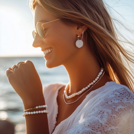 Bratara argint 925 placata cu rodiu cu perle naturale [3]