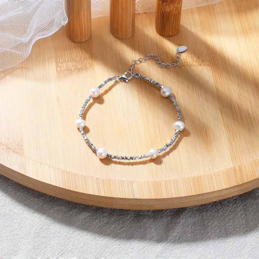 Bratara argint 925 placata cu rodiu cu perle naturale [1]