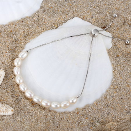 Bratara argint 925 placata cu rodiu cu perle naturale [2]