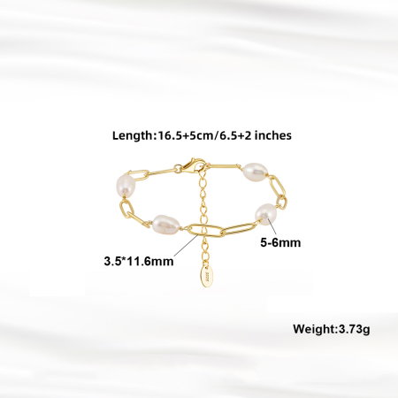 Bratara argint 925 placata cu aur 14K cu perle naturale [3]