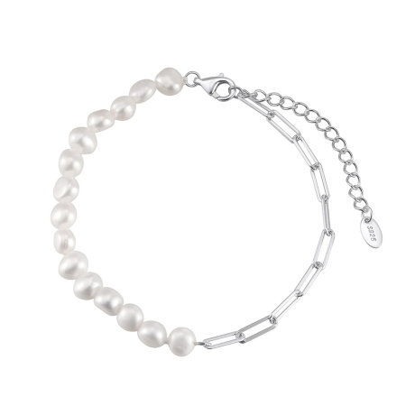 Bratara argint 925 placata cu rodiu cu perle naturale