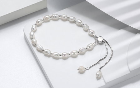 Bratara argint 925 placata cu rodiu cu perle naturale [5]