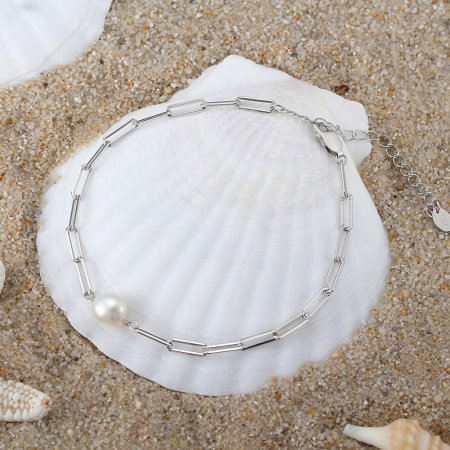 Bratara argint 925 placata cu rodiu cu perle naturale [2]