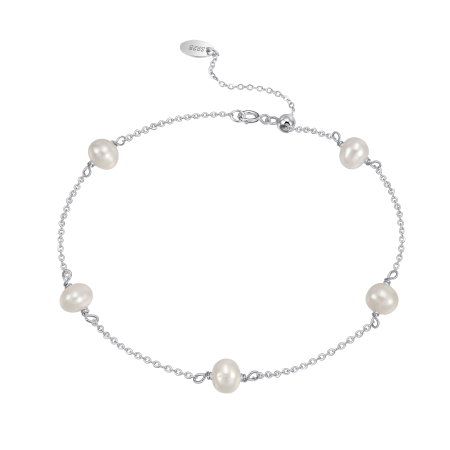 Bratara argint 925 placata cu rodiu cu perle naturale