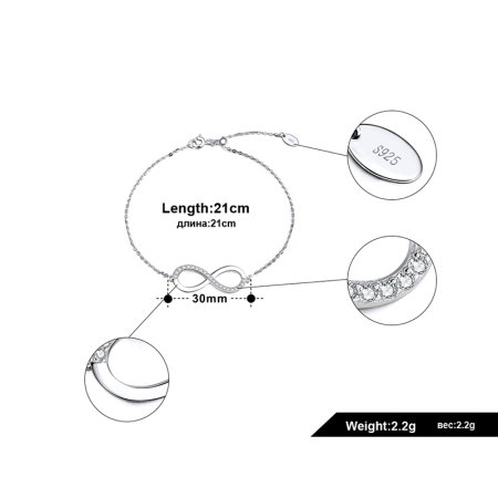 Bratara argint 925 placata cu rodiu cu zirconiu Dragoste Nemarginita [4]