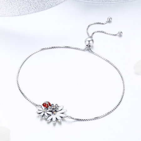 Bratara argint 925 reglabila cu gargarita, floricele si zirconii - Be Lucky BST0039 [1]