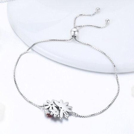 Bratara argint 925 reglabila cu gargarita, floricele si zirconii - Be Lucky BST0039 [2]