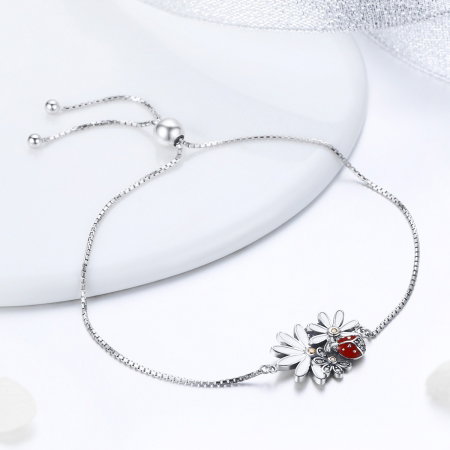 Bratara argint 925 reglabila cu gargarita, floricele si zirconii - Be Lucky BST0039 [3]