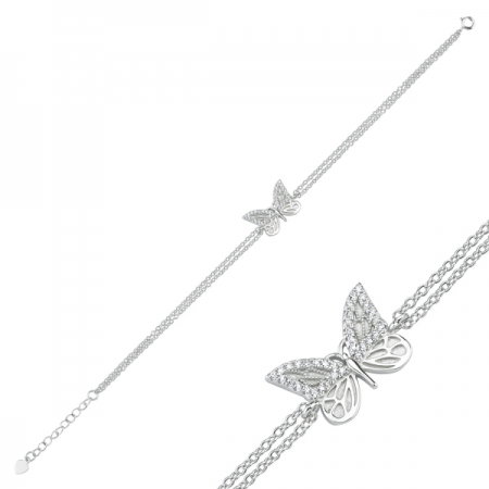 Bratara argint 925 rodiat cu fluturas si zirconii albe - Be Nature BTU0085 [1]