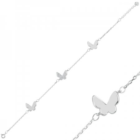 Bratara argint 925 rodiat cu fluturas si zirconii albe - Be Nature BTU0088 [0]