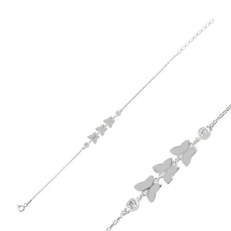 Bratara argint 925 rodiat cu fluturas si zirconii albe - Be Nature BTU0089 [1]