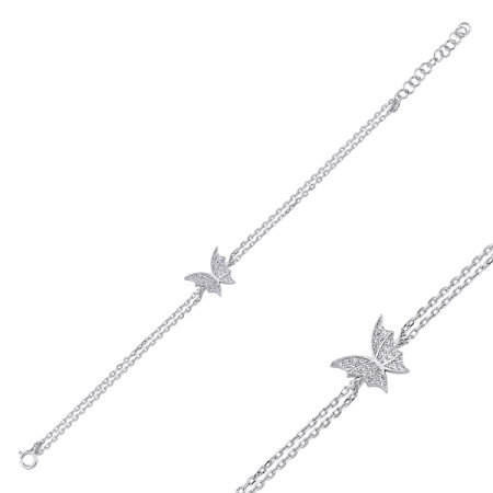 Bratara argint 925 rodiat cu fluturas si zirconii albe - Be Nature BTU0091 [1]