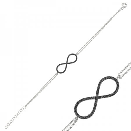 Bratara argint 925 rodiat cu simbolul infinit si zirconii negre - Infinite You BTU0094 [1]