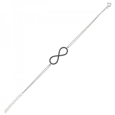 Bratara argint 925 rodiat cu simbolul infinit si zirconii negre - Infinite You BTU0094 [0]