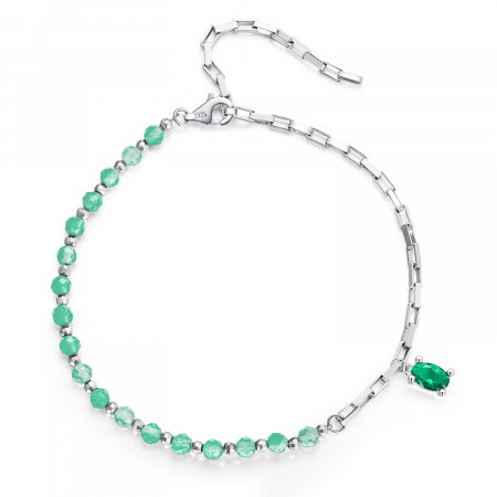 Bratara argint cristal verde