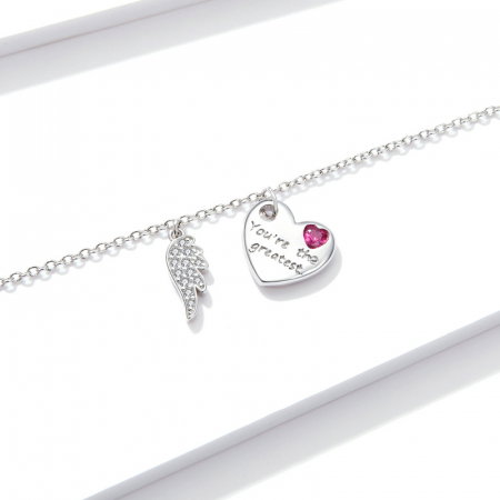 Bratara argint reglabila cu aripa de Inger Protector si inimioara [2]