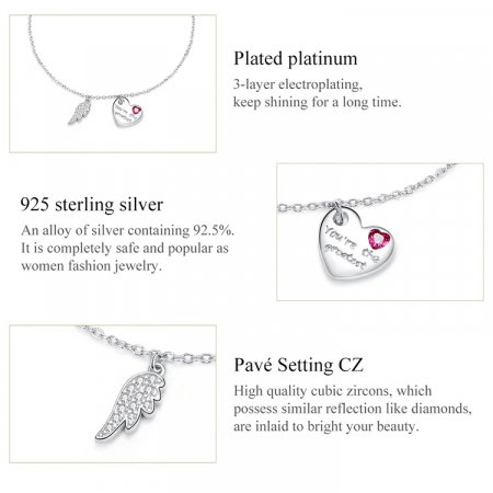 Bratara argint reglabila cu aripa de Inger Protector si inimioara [10]