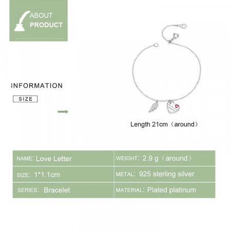 Bratara argint reglabila cu aripa de Inger Protector si inimioara [9]