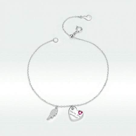 Bratara argint reglabila cu aripa de Inger Protector si inimioara [8]