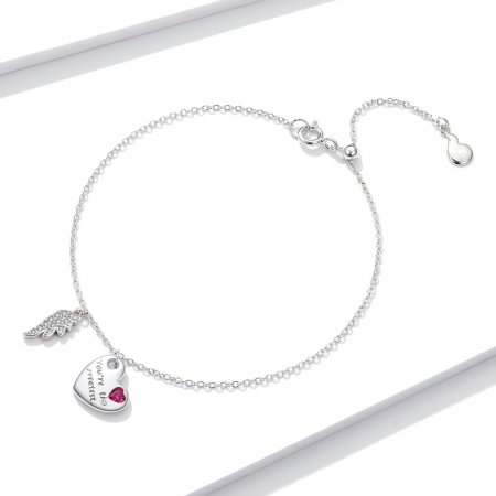 Bratara argint reglabila cu aripa de Inger Protector si inimioara [7]
