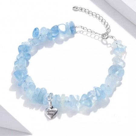 Bratara argint cu charm Sweet Love si cristale albastre [3]