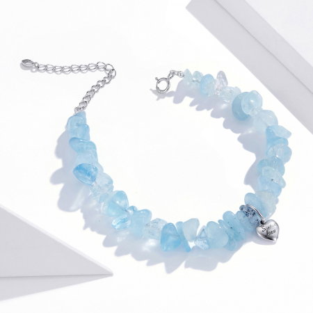 Bratara argint cu charm Sweet Love si cristale albastre [2]