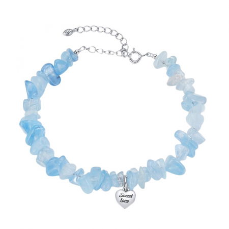Bratara argint cu charm Sweet Love si cristale albastre