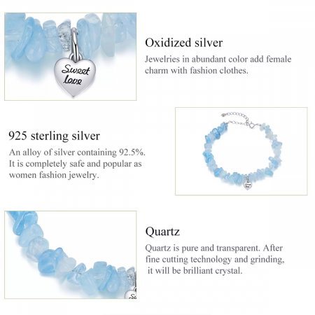 Bratara argint cu charm Sweet Love si cristale albastre [4]