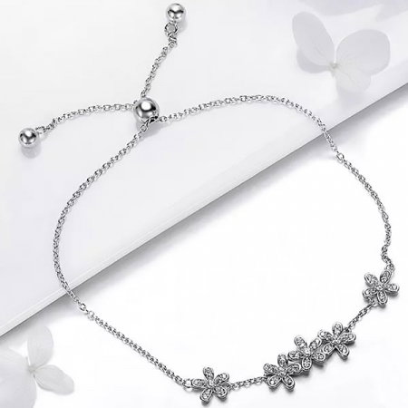 Bratara argint cu flori si cristale [3]