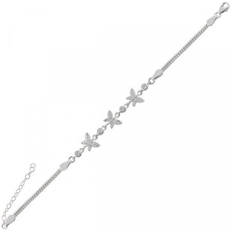 Bratara argint cu fluturasi si zirconii