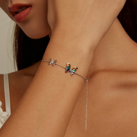 Bratara argint reglabila cu fluturi [5]