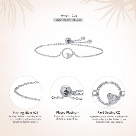 Bratara argint cu inimioara  placata cu rodiu [2]