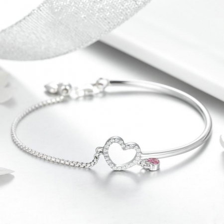 Bratara argint reglabila cu inimioara si zirconii [2]