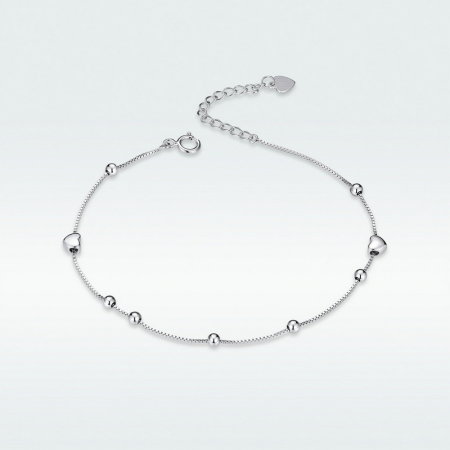 Bratara argint cu inimioare si bilute placata cu rodiu [7]